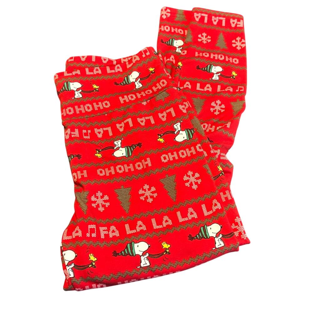 Peanuts Snoopy Red Polyester Blend Size L/XL Leggings Pajama Bottoms